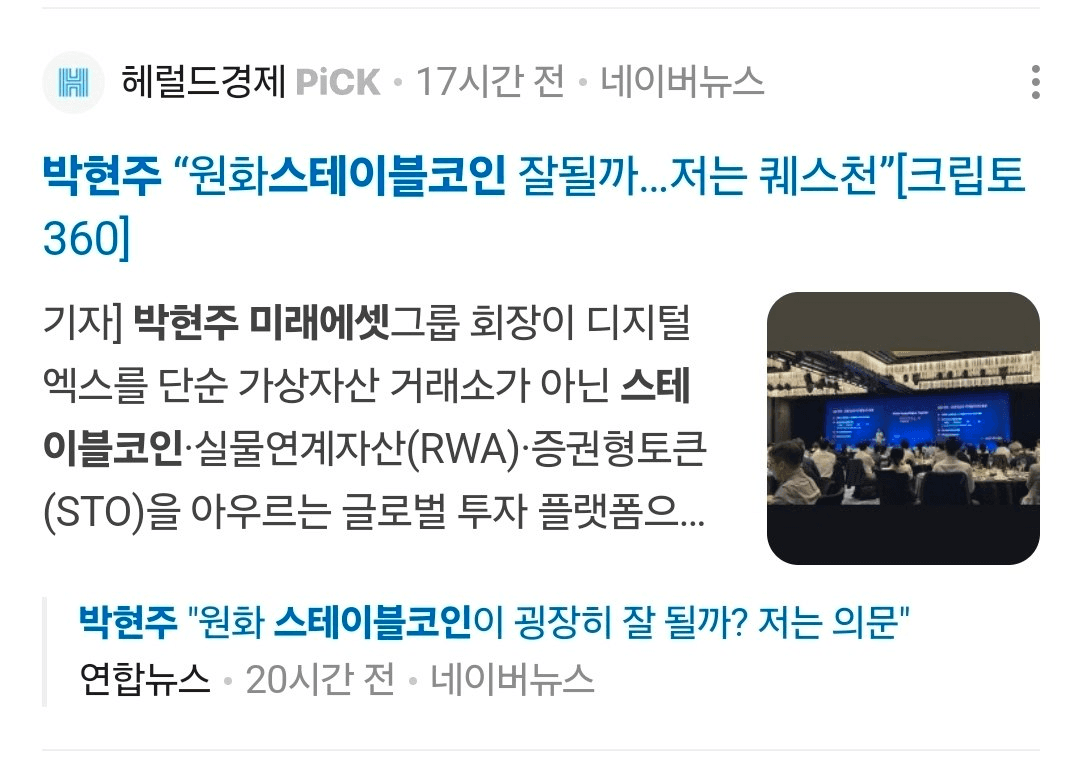 코빗 미래 먹거리로 스테이블 코인을 선정하며
"원화 스테이블은 잘 안될 것"