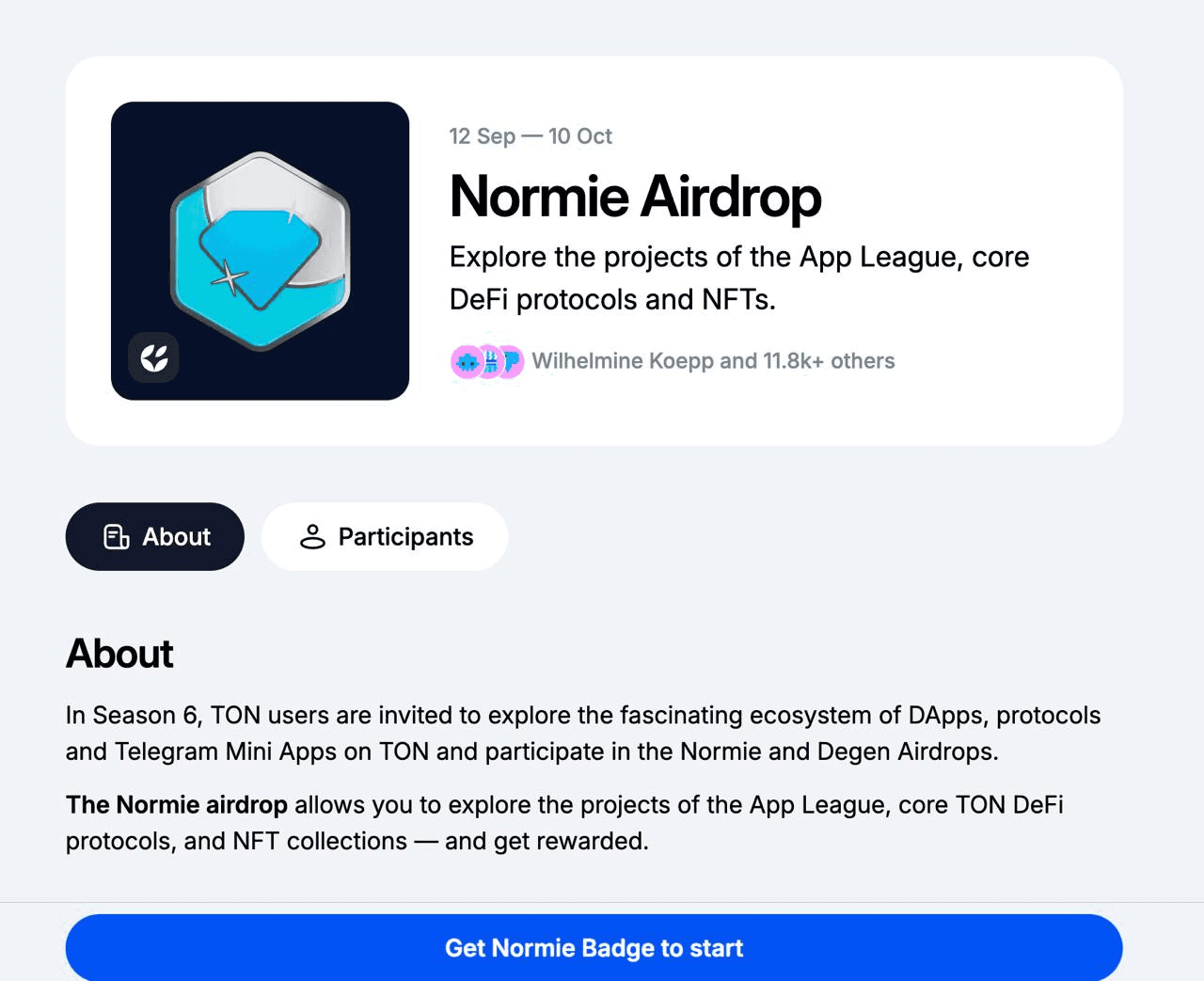 Normie 에어드랍> 이전에 Nomis에서 톤 스코어 확인하셔던 분들은 에어드랍 뱃지 - 비트맨X - 텔레그램 : 비트코인 ETF |  코인 텔레그램 정보